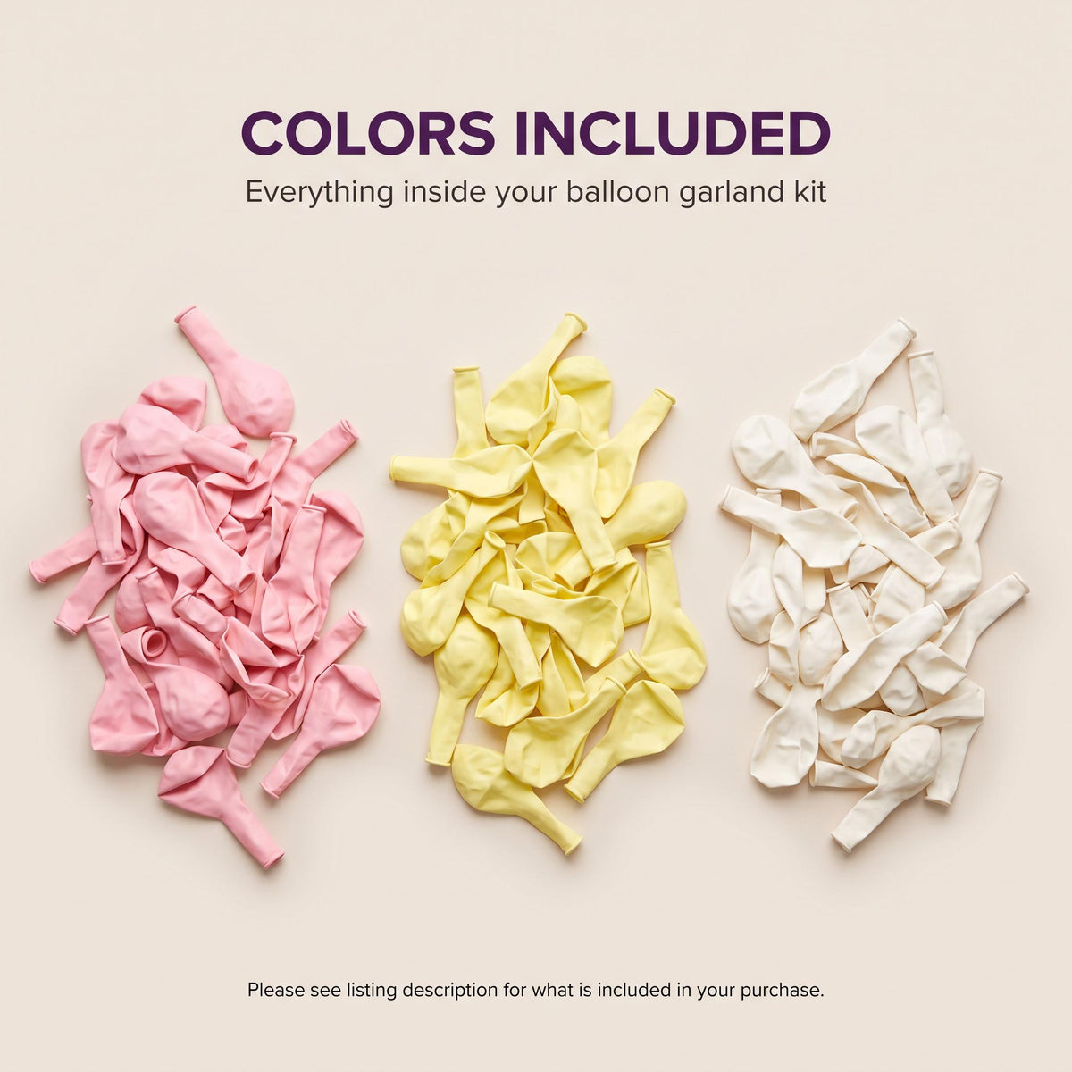 Latex colors and foil balloons included in the Pink Lemonade balloon garland kit