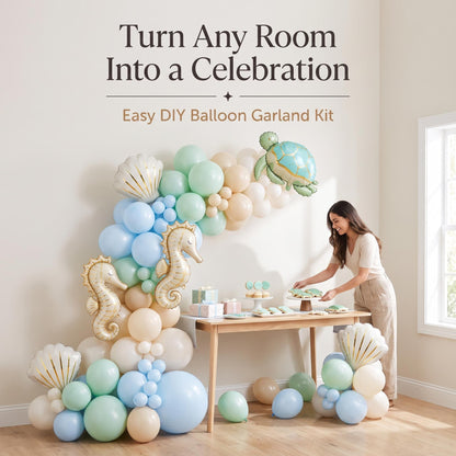 Sea You Soon (Turtle) balloon garland party setup