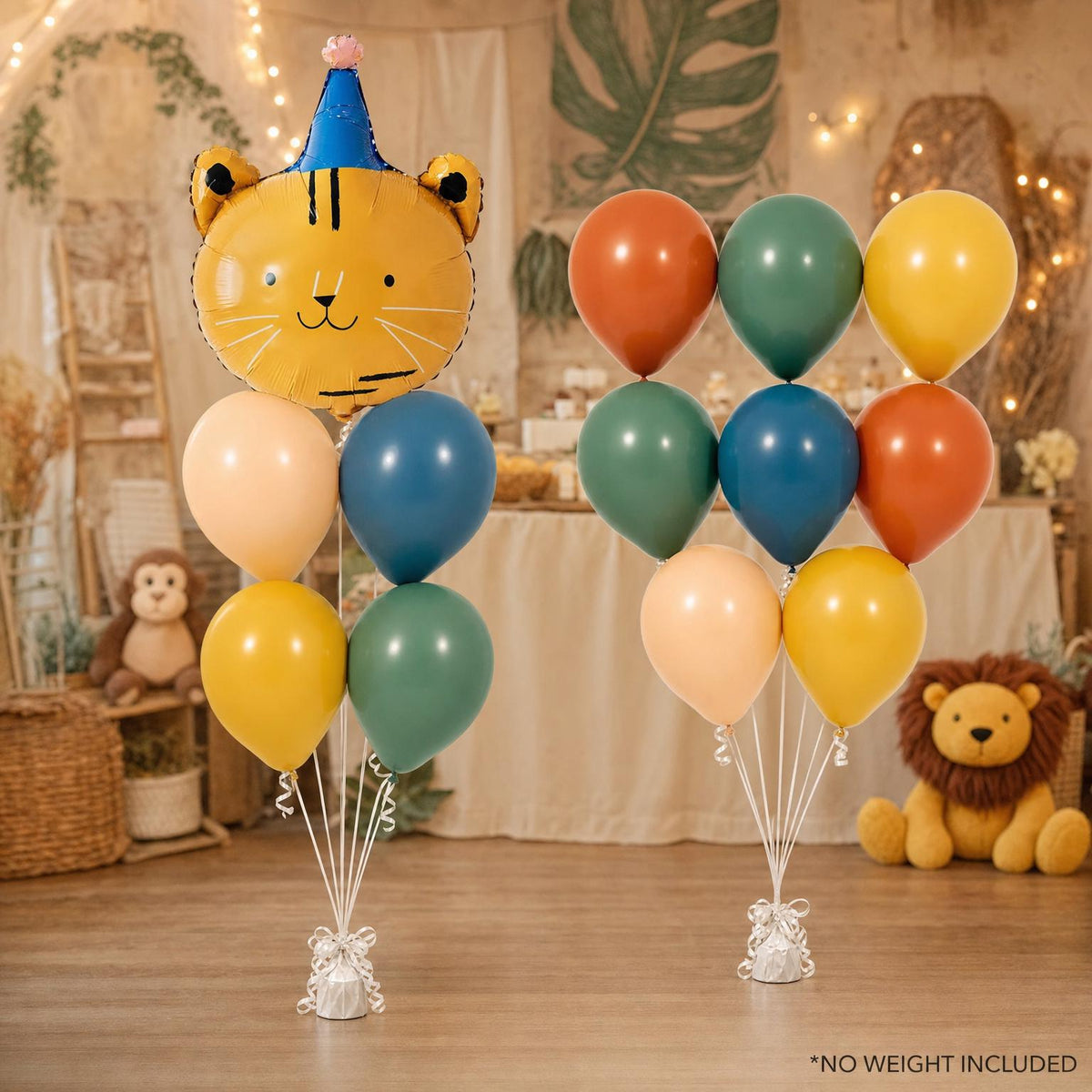 Boho Party Animals foil balloon bouquet and latex-only balloon bouquet