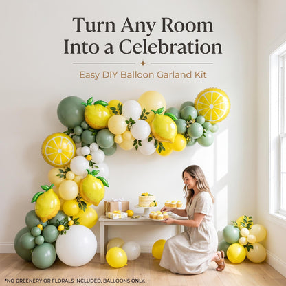 Freshly Squeezed (Eucalyptus) balloon garland party setup