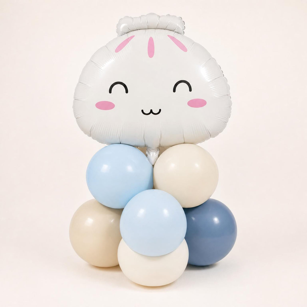 Our Little Dumpling (Blue) balloon tower: 8 latex balloons topped with a Bao Dumpling foil