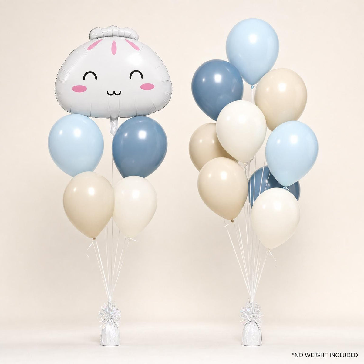 Our Little Dumpling (Blue) foil balloon bouquet and latex-only balloon bouquet