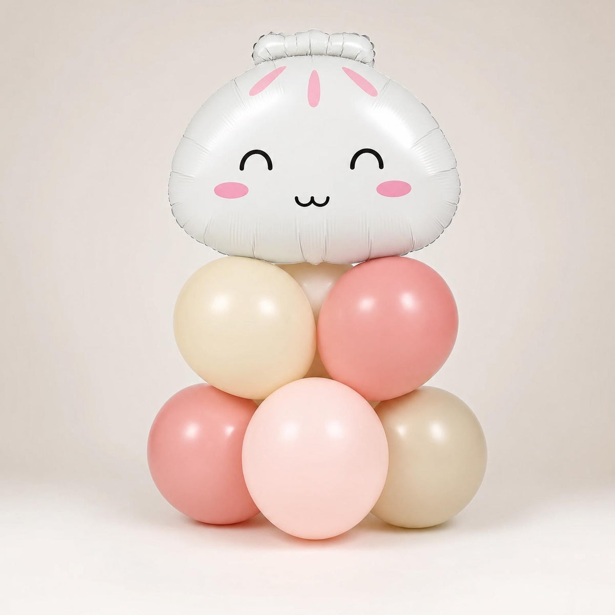 Our Little Dumpling balloon tower: 8 latex balloons topped with a Bao Dumpling foil