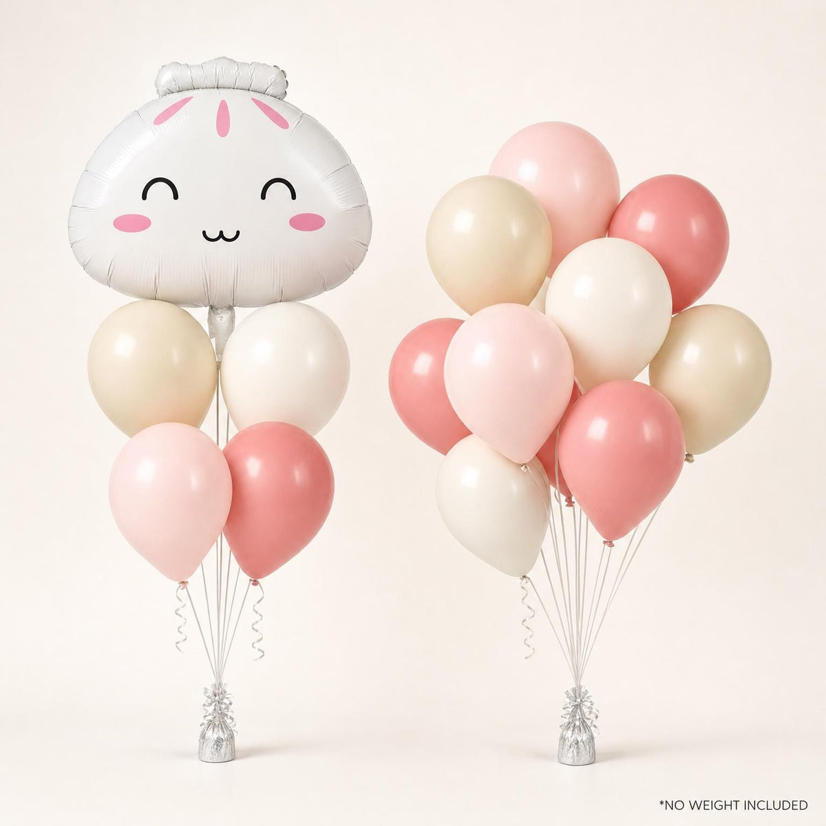 Our Little Dumpling foil balloon bouquet and latex-only balloon bouquet