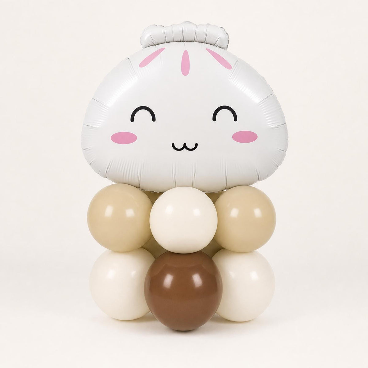 Our Little Dumpling (Neutral) balloon tower: 8 latex balloons topped with a Bao Dumpling foil