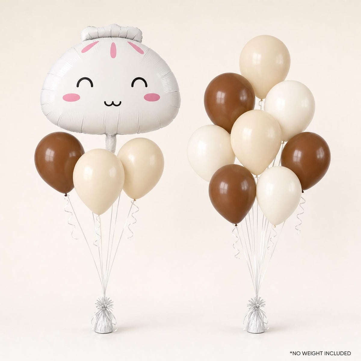Our Little Dumpling (Neutral) foil balloon bouquet and latex-only balloon bouquet