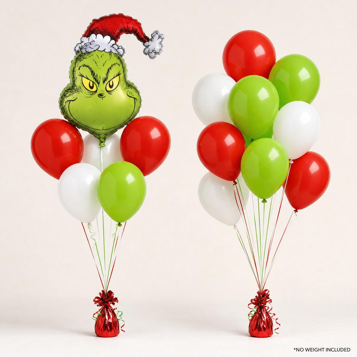 Grinchmas Red & White (Licensed) foil balloon bouquet and latex-only balloon bouquet