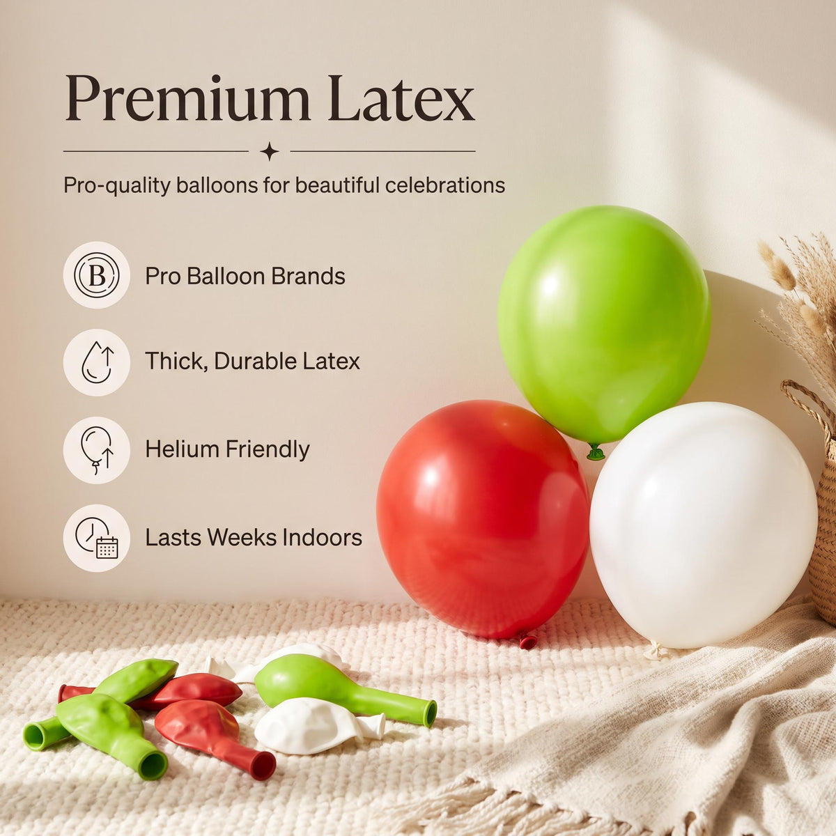 Premium latex balloons in the Grinchmas Red & White (Licensed) kit colors
