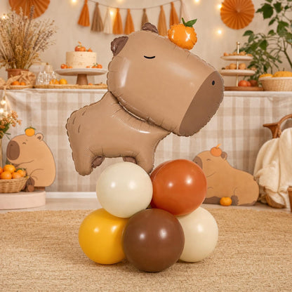 Chill Capybara balloon tower: 8 latex balloons topped with a Capybara foil