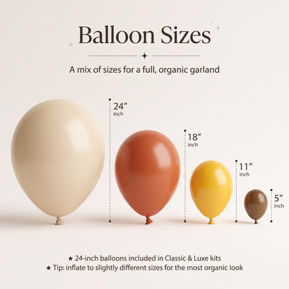 24, 18, 11 and 5 inch balloons in the Chill Capybara (Pink Daisy) kit colors