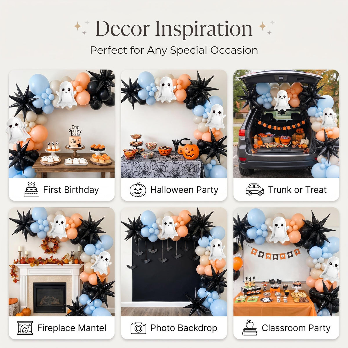 Six ways to style the One Spooky Dude balloon garland