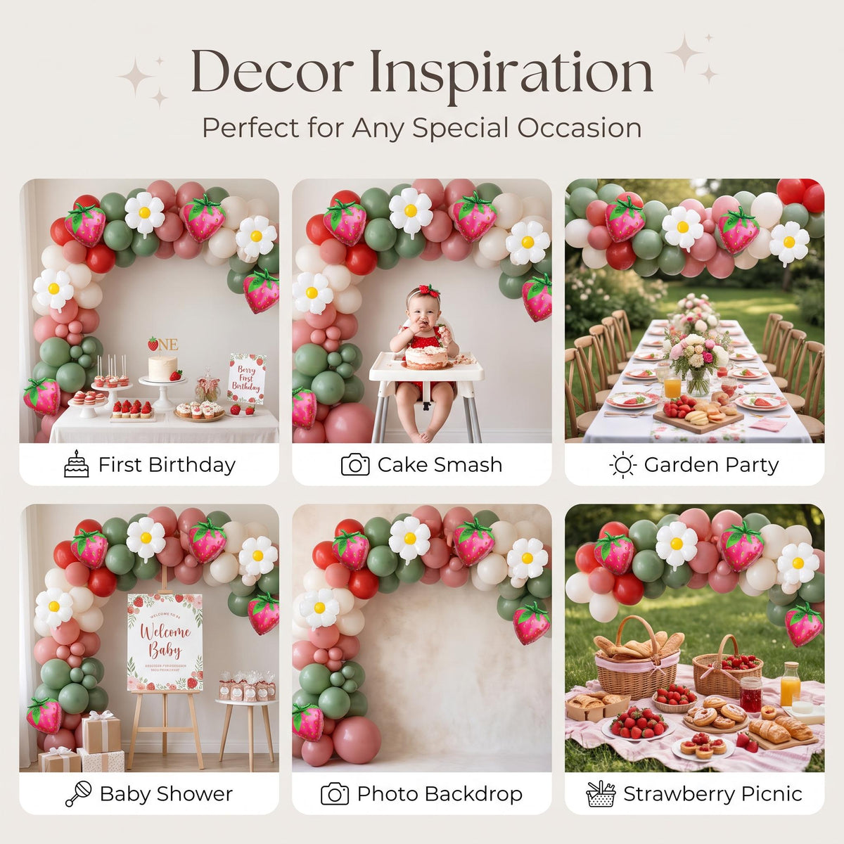 Six ways to style the Berry First Birthday balloon garland