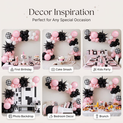 Six ways to style the One Happy Girl (Pink) balloon garland