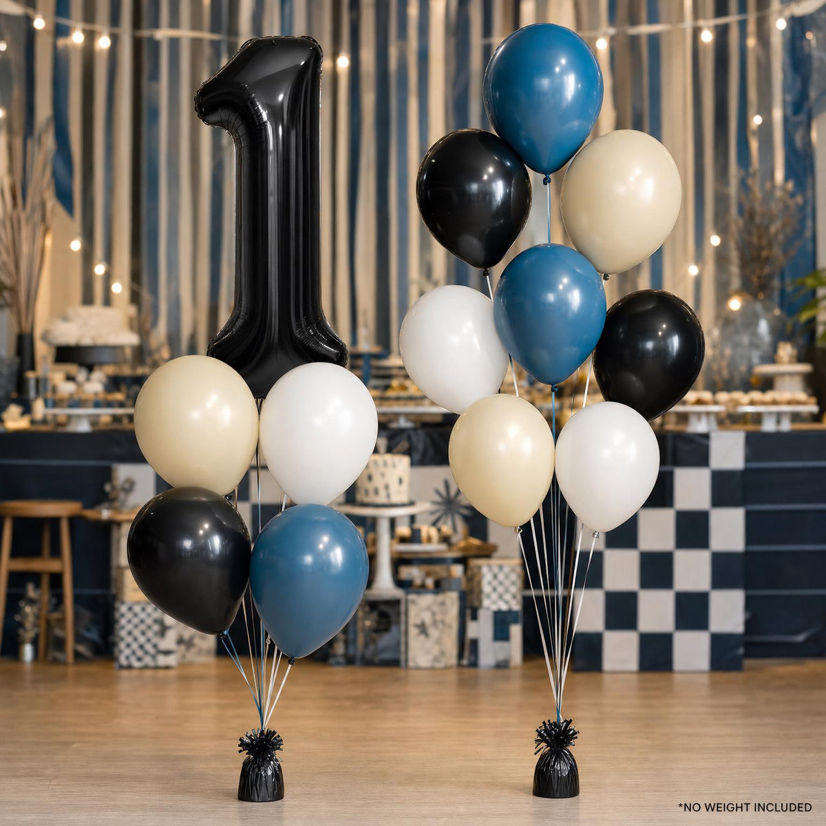 One Happy Dude (Blue Slate) foil balloon bouquet and latex-only balloon bouquet