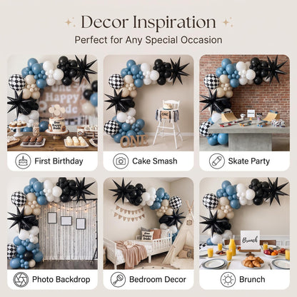 Six ways to style the One Happy Dude (Blue Slate) balloon garland