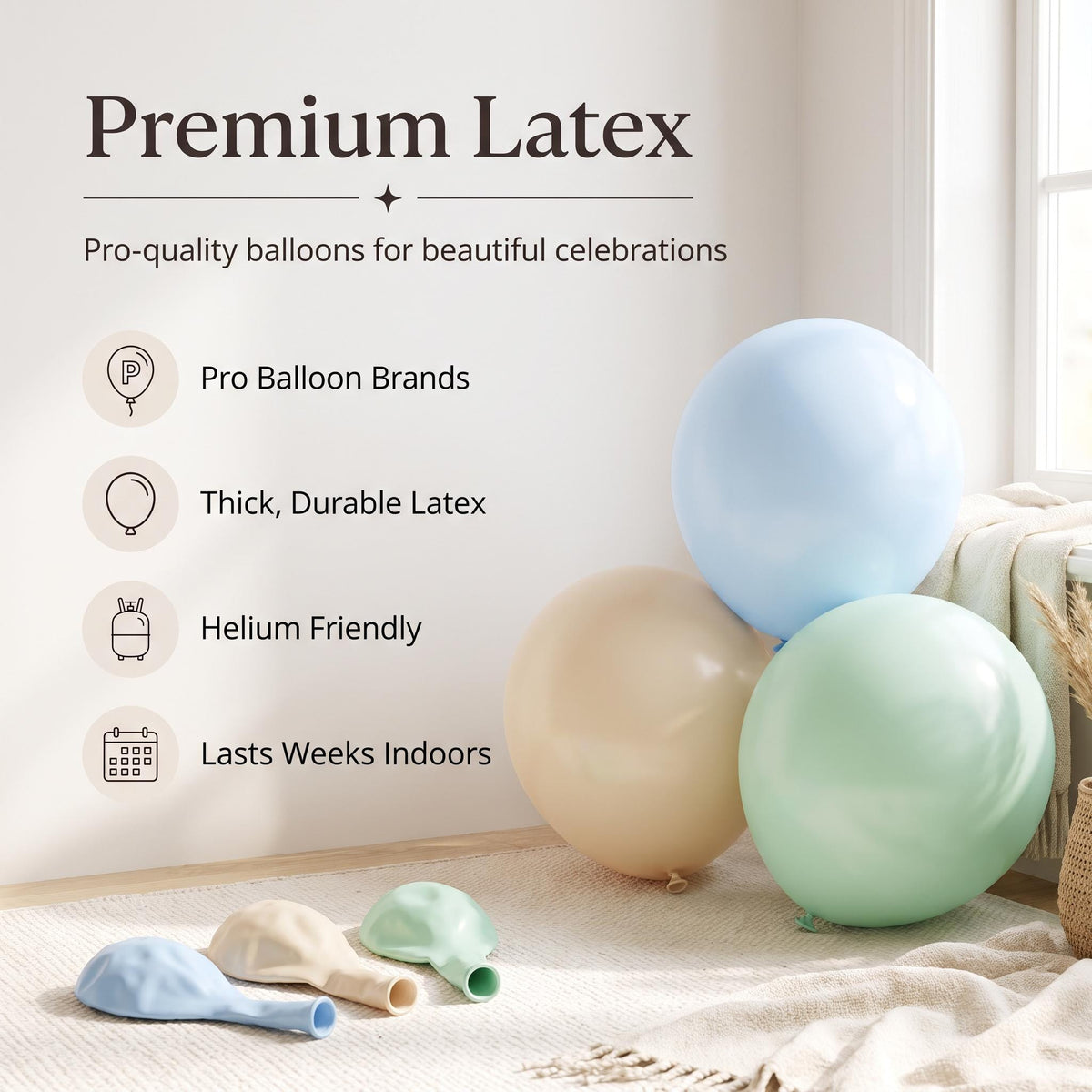 Premium latex balloons in the Sea You Soon (Blue) kit colors