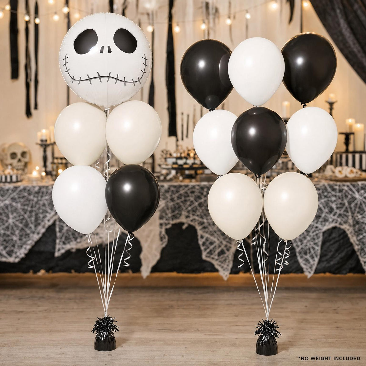 Skeleton Halloween foil balloon bouquet and latex-only balloon bouquet