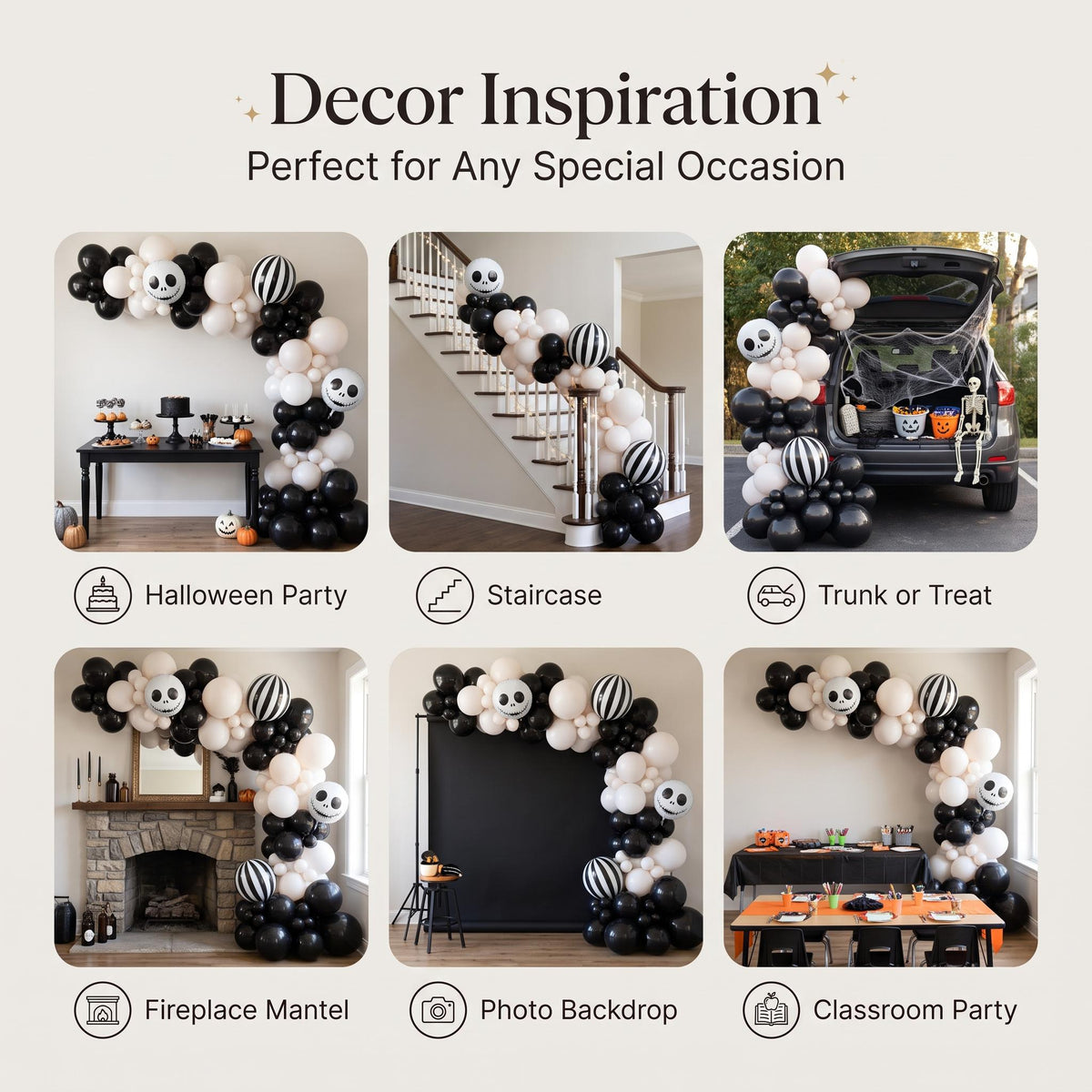 Six ways to style the Skeleton Halloween balloon garland