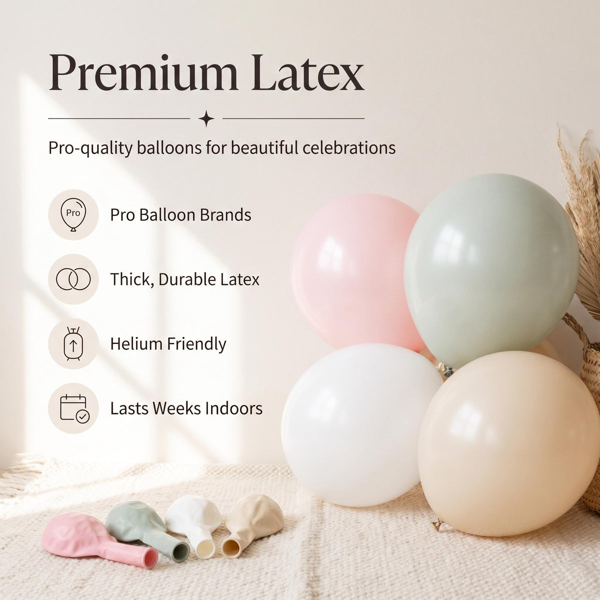 Premium latex balloons in the One Silly Goose (Pink) kit colors