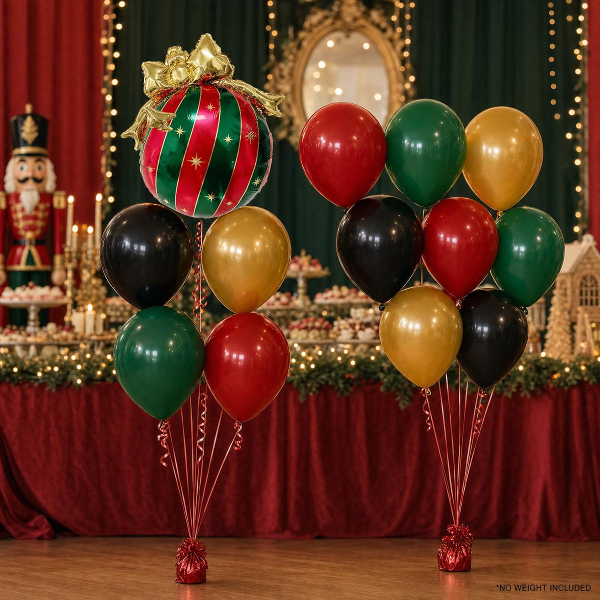 Nutcracker Christmas foil balloon bouquet and latex-only balloon bouquet