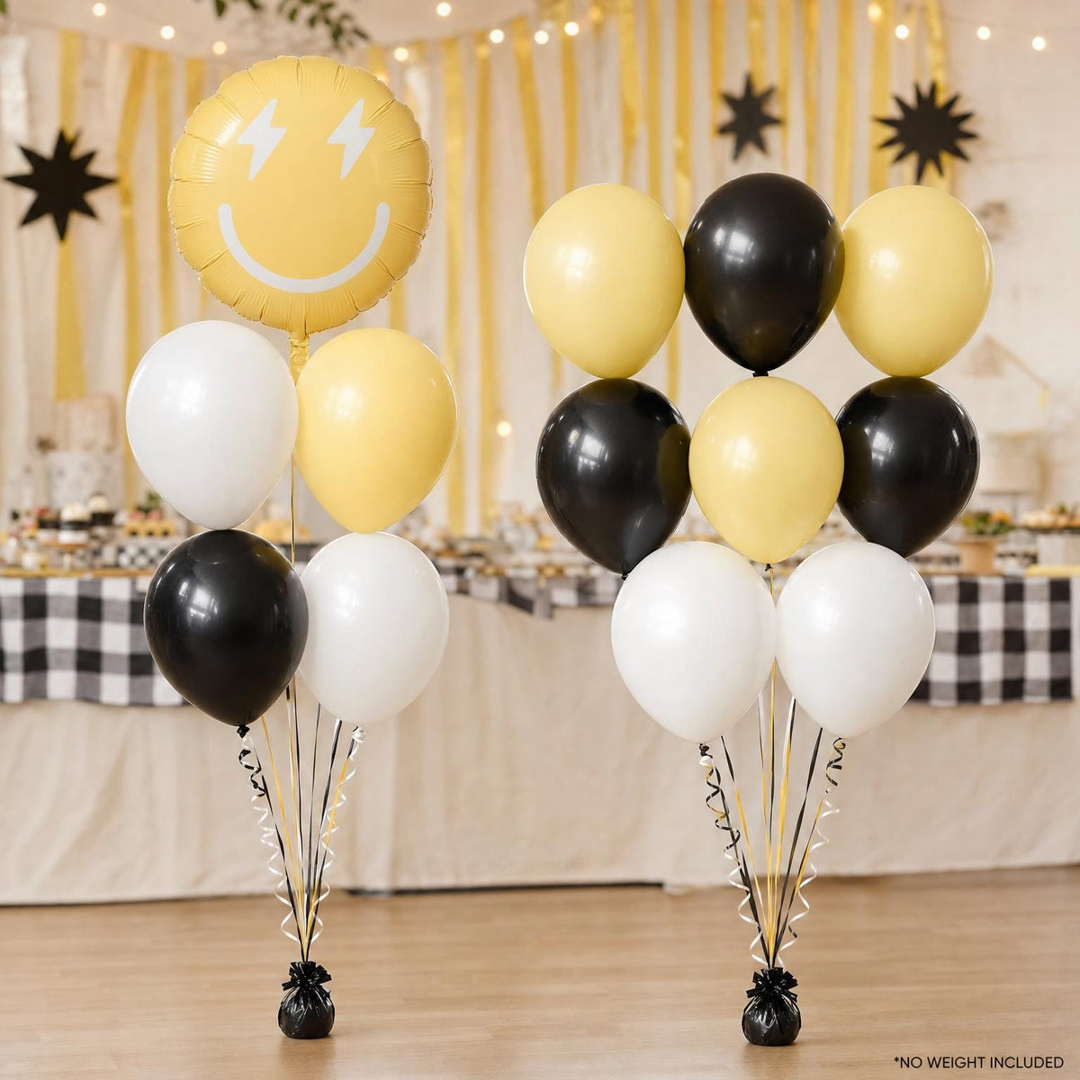 One Happy Dude (Yellow) foil balloon bouquet and latex-only balloon bouquet
