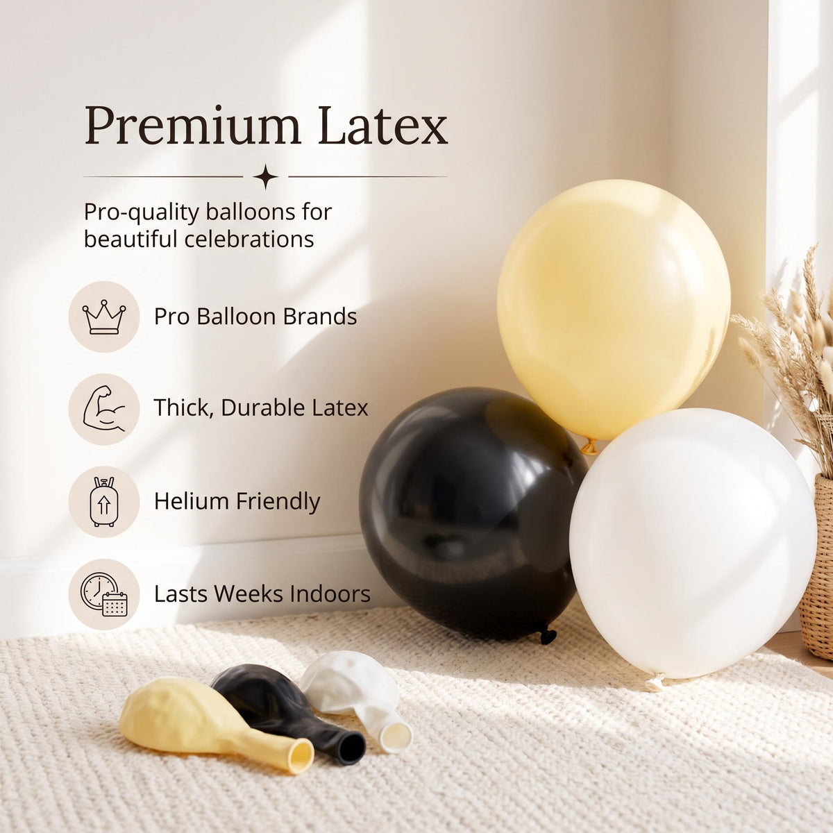 Premium latex balloons in the One Happy Dude (Yellow) kit colors