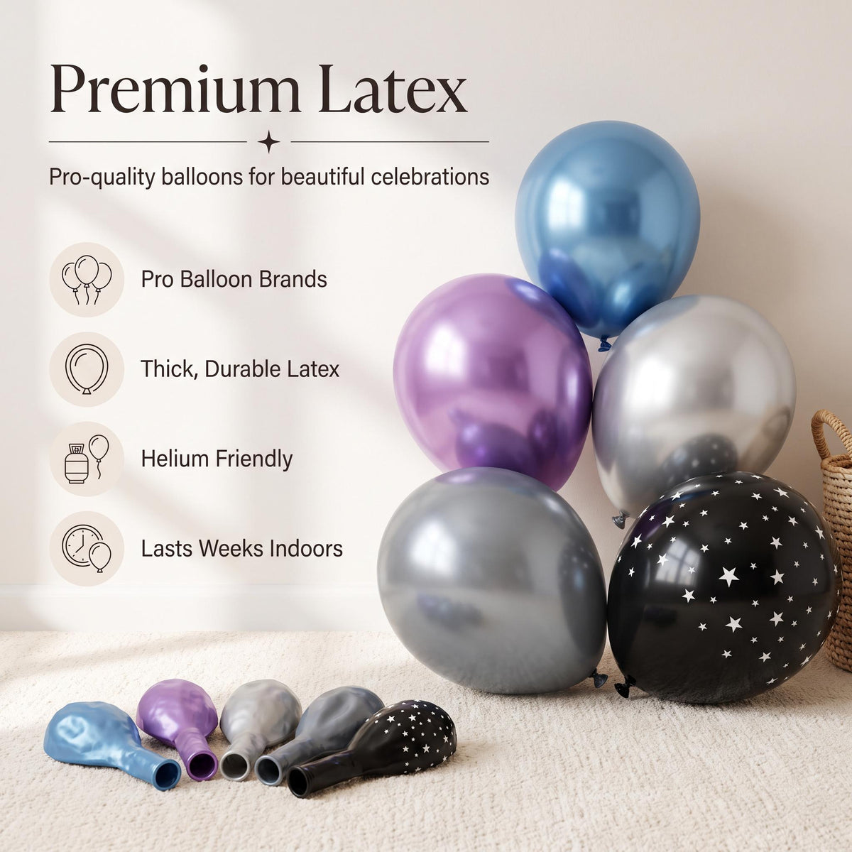 Premium latex balloons in the Out Of This World kit colors