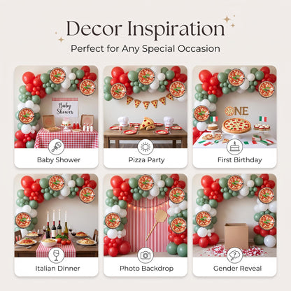 Six ways to style the Little Meatball (Special Delivery Pizza) balloon garland