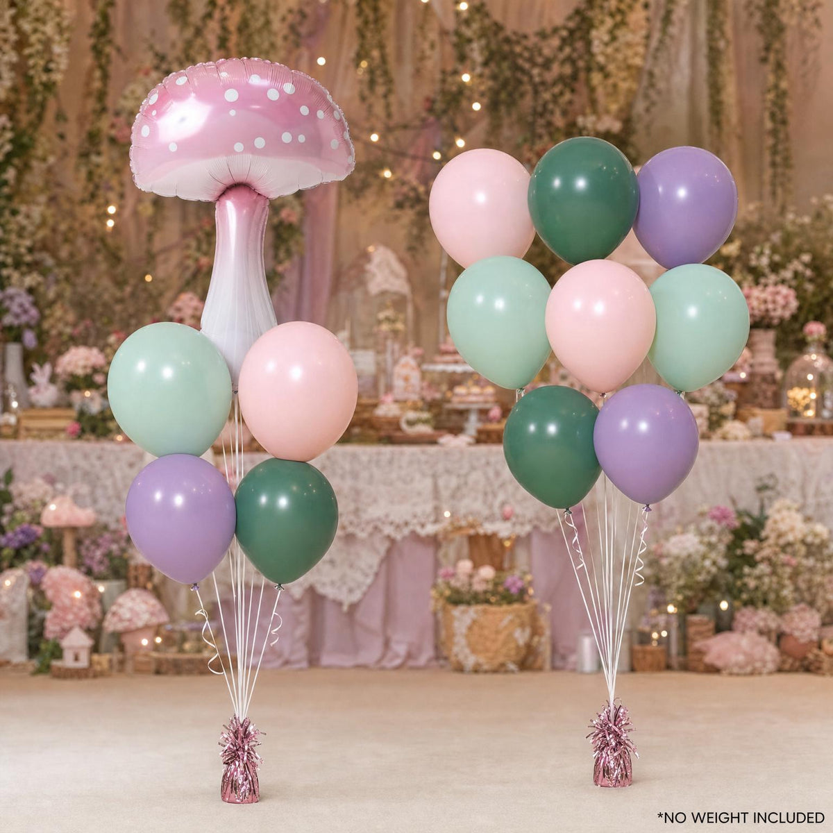 Fairy First Birthday (Wildflower) foil balloon bouquet and latex-only balloon bouquet