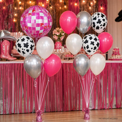 Disco Cowgirl (Last Rodeo) foil balloon bouquet and latex-only balloon bouquet
