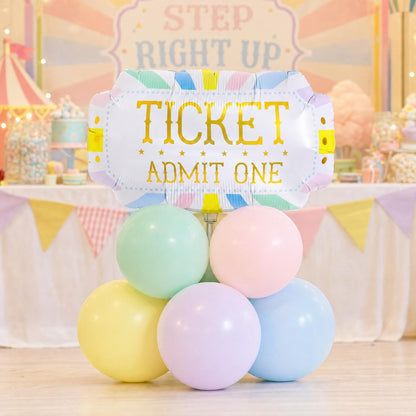 Pastel Circus balloon tower: 8 latex balloons topped with a Cotton Candy foil