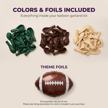Latex colors and foil balloons included in the First Year Down balloon garland kit