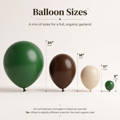 24, 18, 11 and 5 inch balloons in the First Year Down kit colors