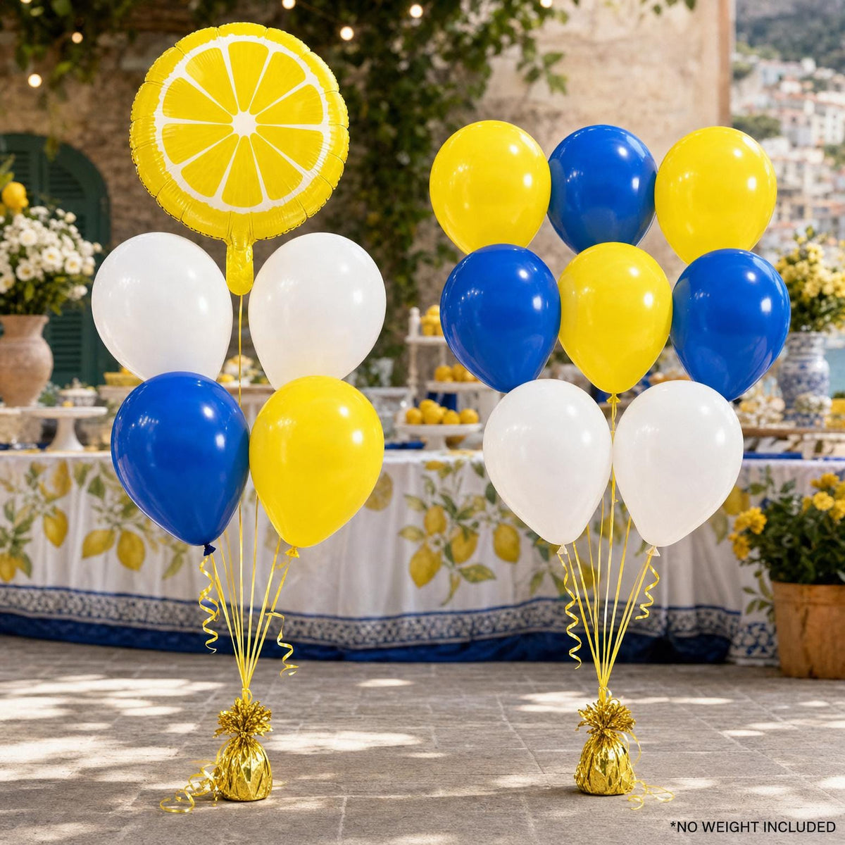 Amalfi Coast foil balloon bouquet and latex-only balloon bouquet