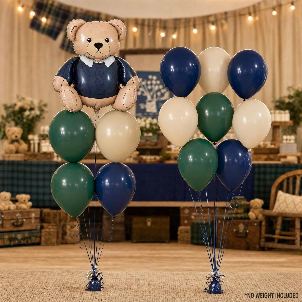 Preppy Teddy Bear foil balloon bouquet and latex-only balloon bouquet