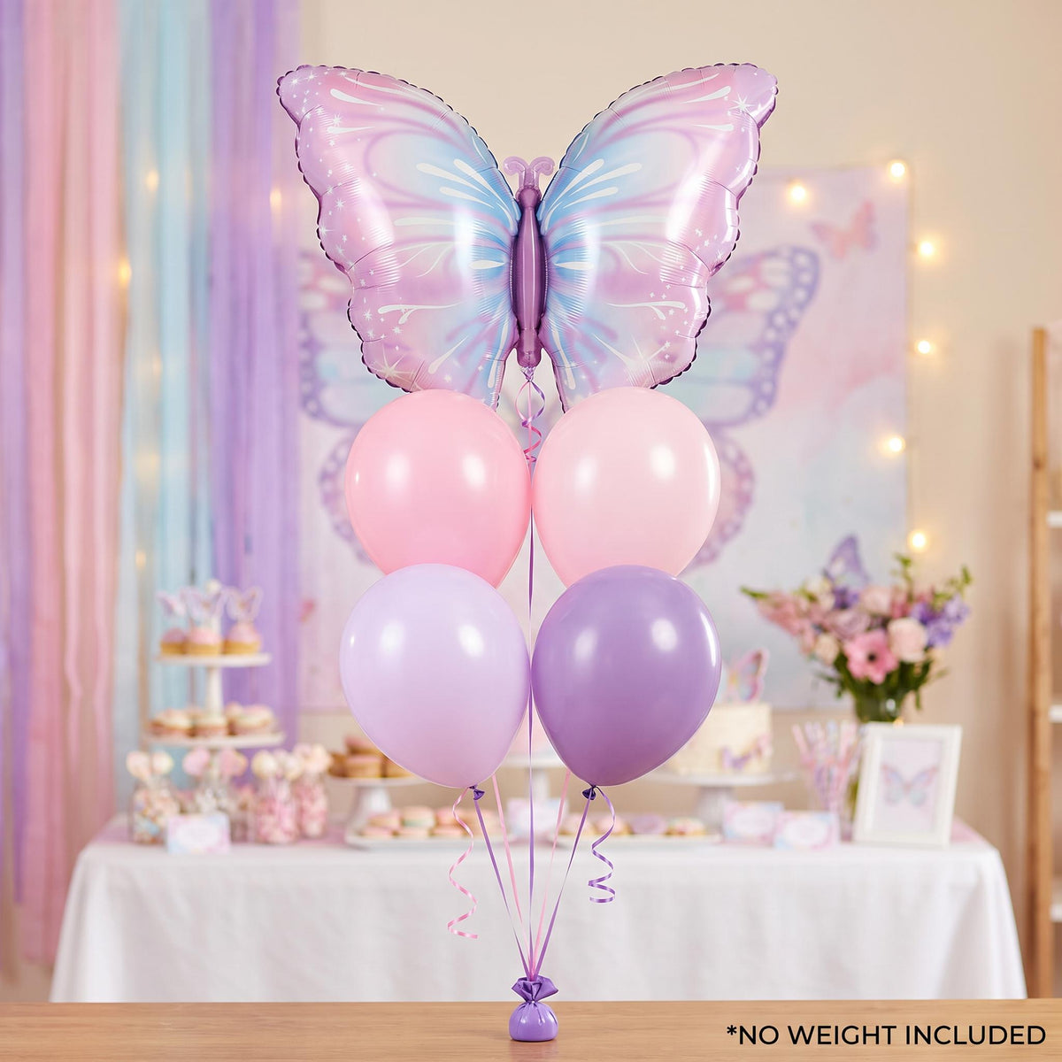 Purple Butterfly foil balloon bouquet and latex-only balloon bouquet