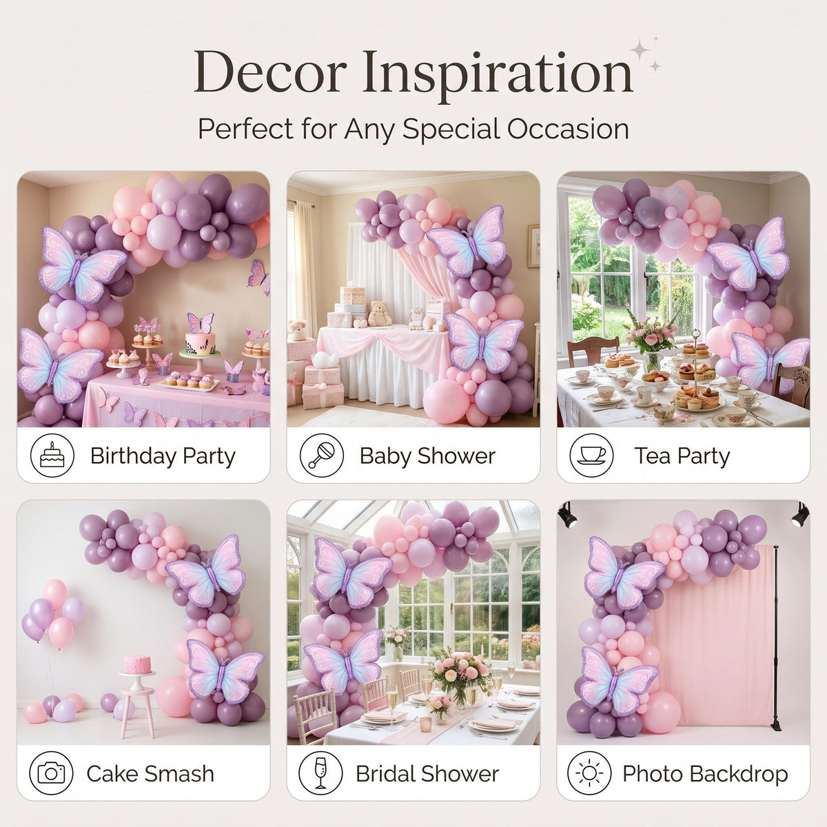 Six ways to style the Purple Butterfly balloon garland