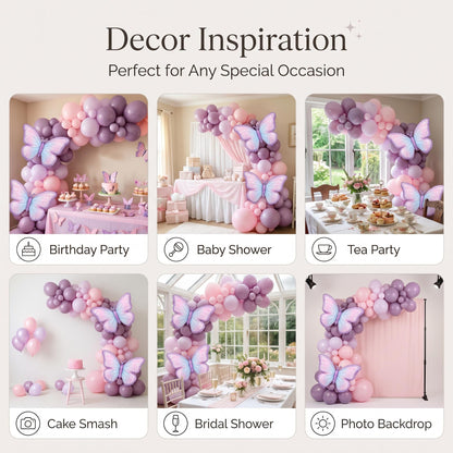 Six ways to style the Purple Butterfly balloon garland