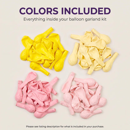 Latex colors and foil balloons included in the A Little Lemon balloon garland kit