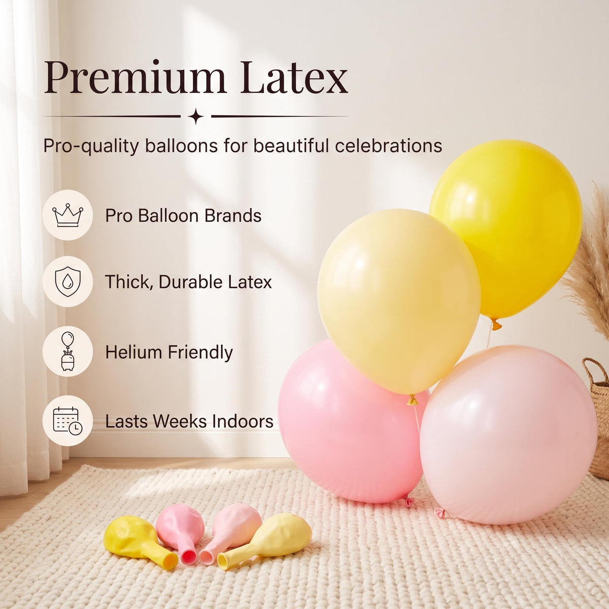 Premium latex balloons in the A Little Lemon kit colors