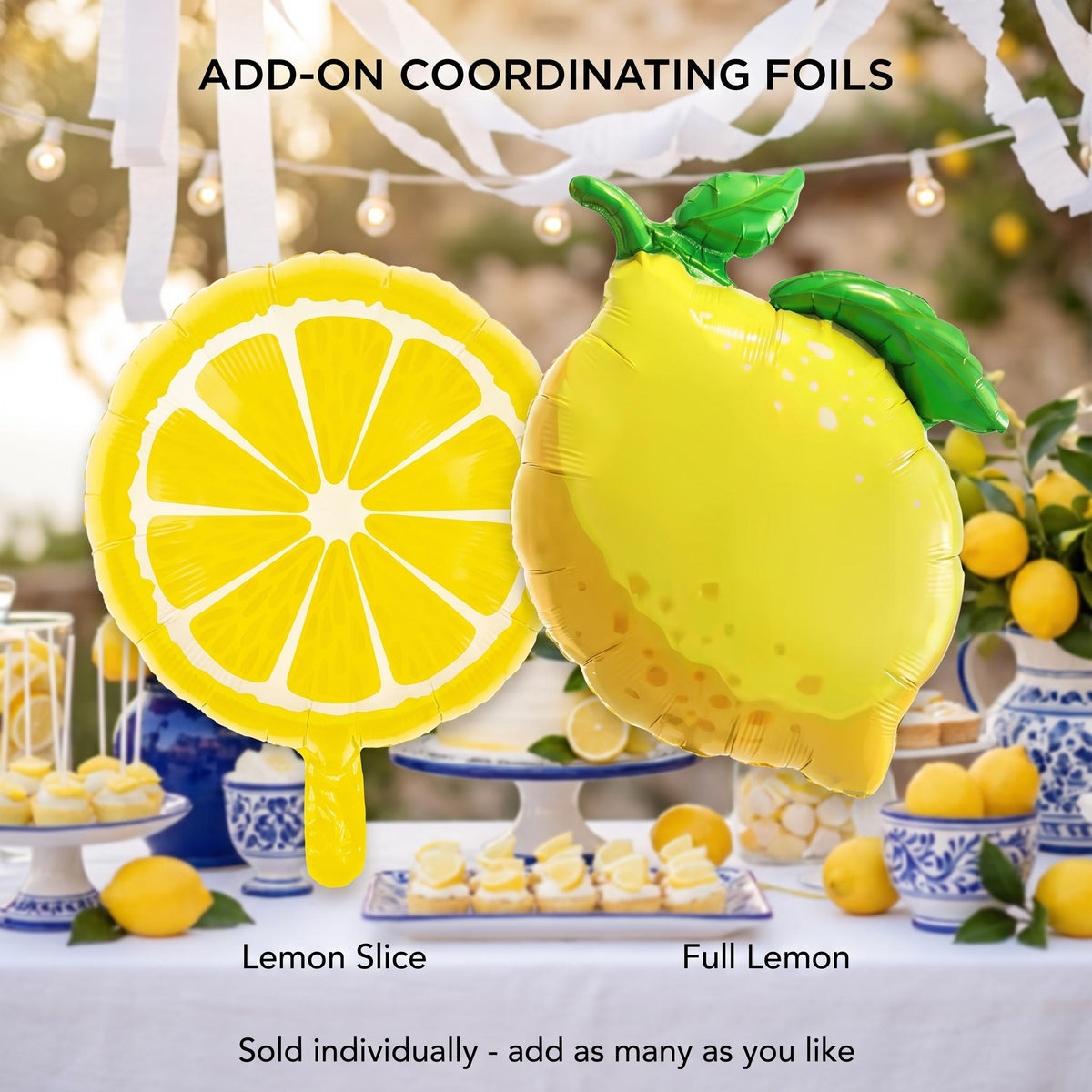 Add-on coordinating foil balloons for the Amalfi Coast kit