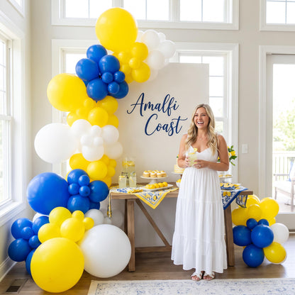 Amalfi Coast balloon garland styled at a party