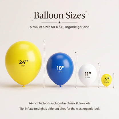 24, 18, 11 and 5 inch balloons in the Amalfi Coast kit colors