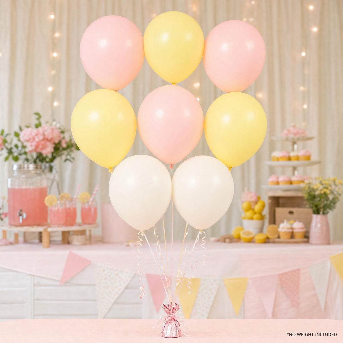 Pink Lemonade latex-only balloon bouquet with ribbon