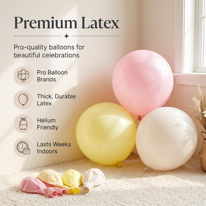 Premium latex balloons in the Pink Lemonade kit colors