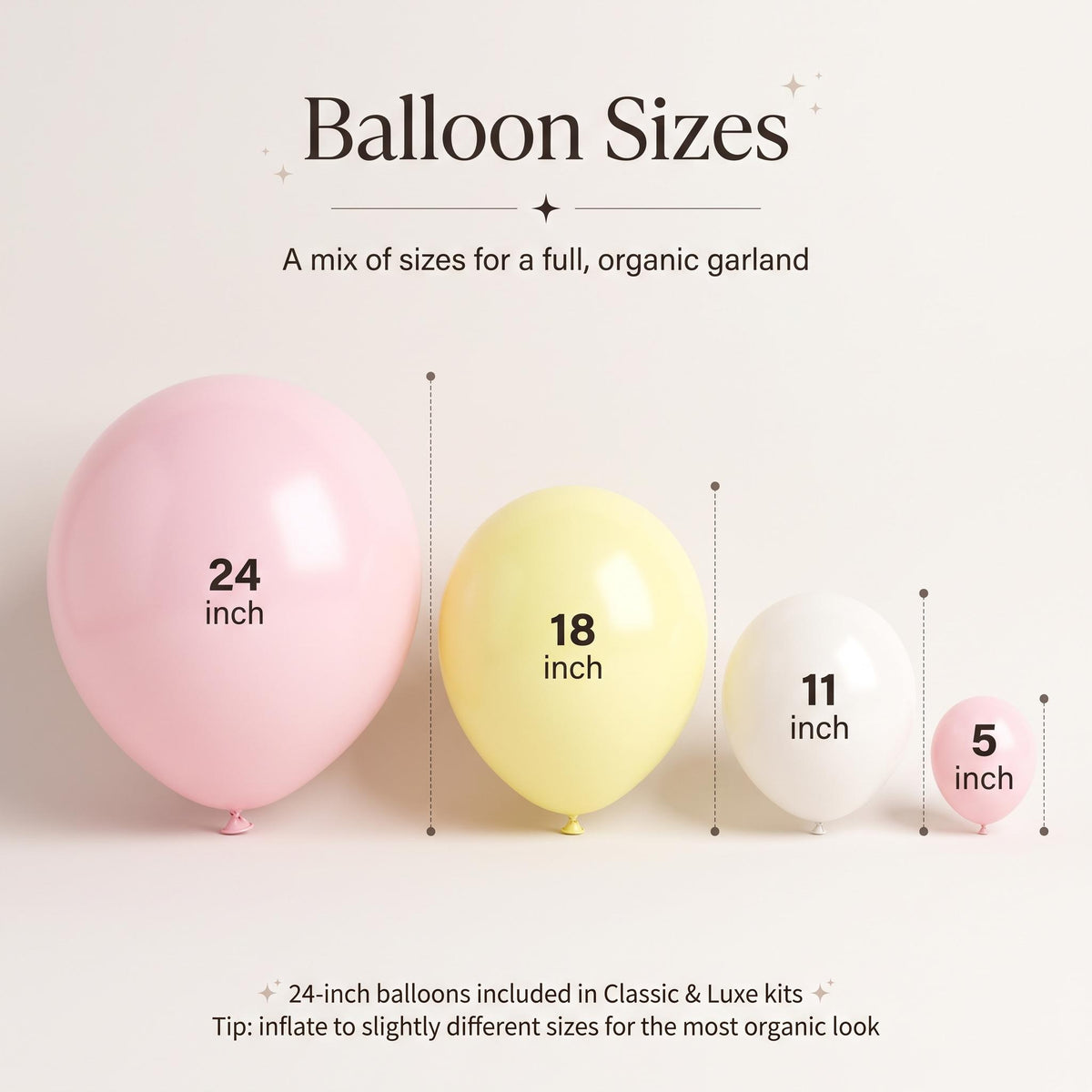 24, 18, 11 and 5 inch balloons in the Pink Lemonade kit colors