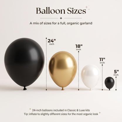 24, 18, 11 and 5 inch balloons in the Cheers To 2027 kit colors