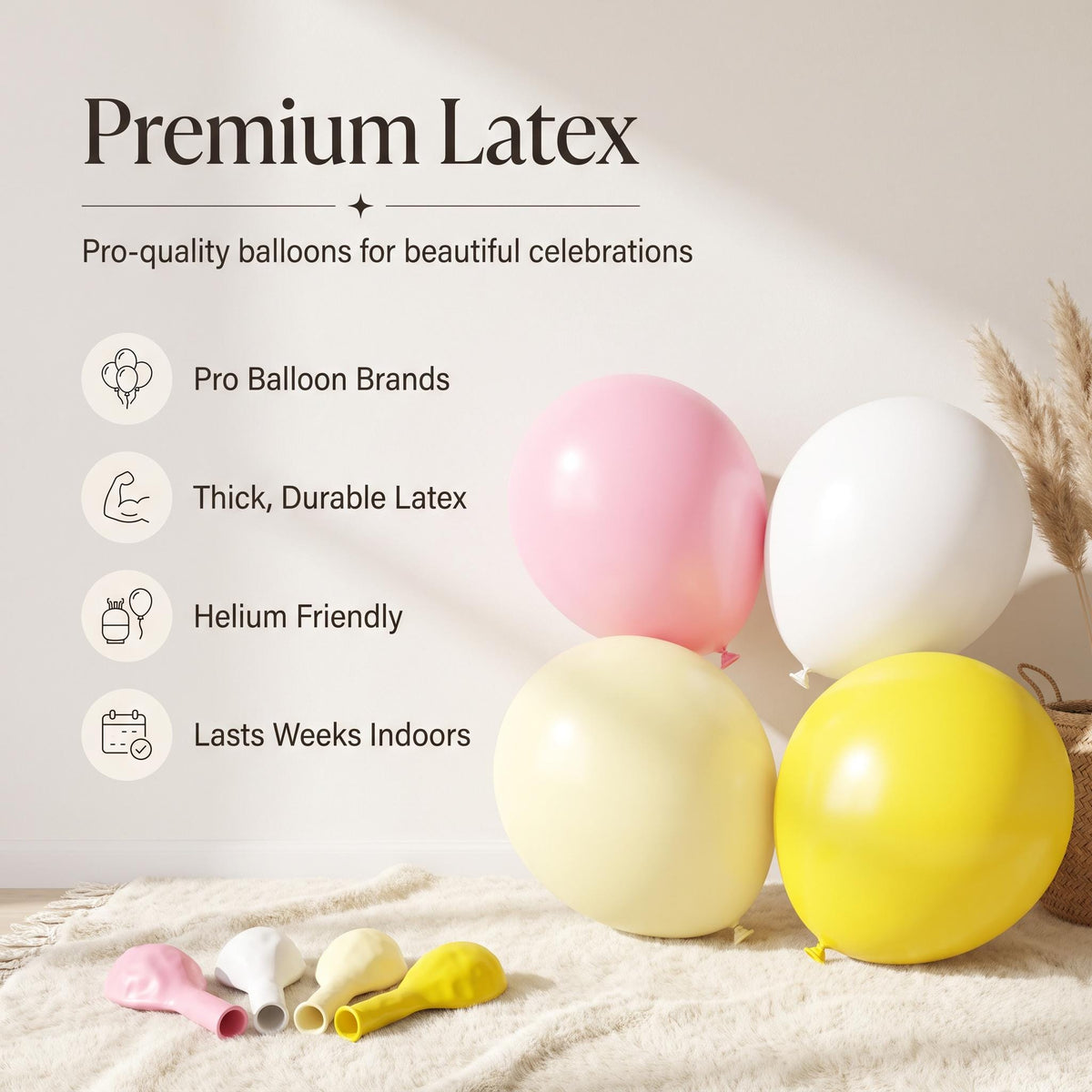Premium latex balloons in the Freshly Squeezed kit colors