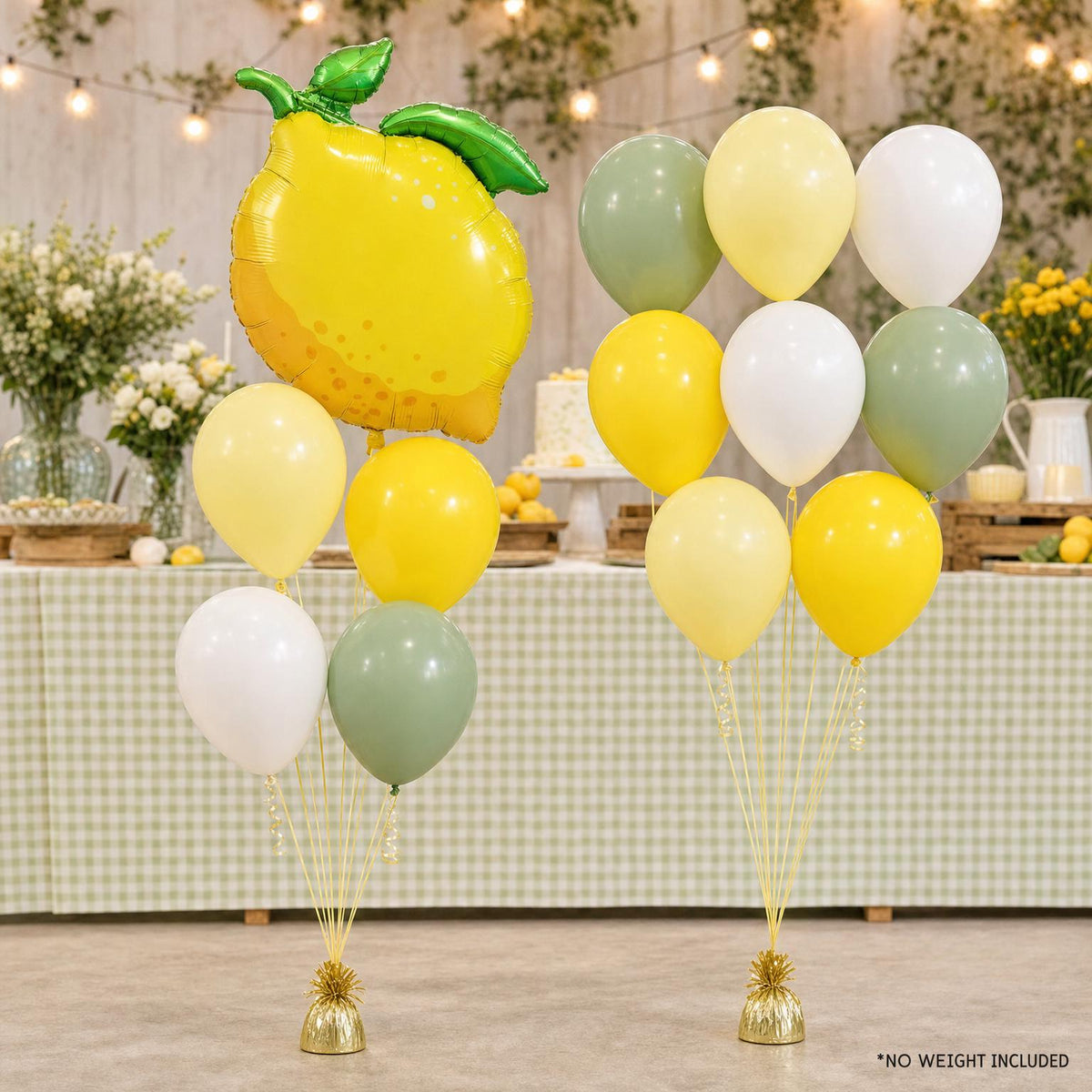 Freshly Squeezed (Eucalyptus) foil balloon bouquet and latex-only balloon bouquet